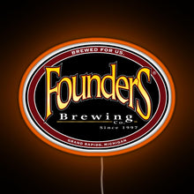 Load image into Gallery viewer, Founders Brewing Co logo RGB neon sign orange