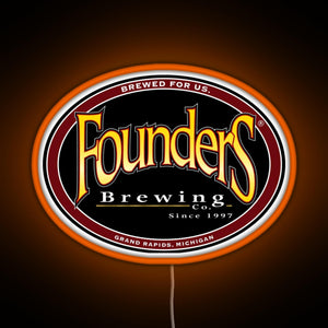 Founders Brewing Co logo RGB neon sign orange