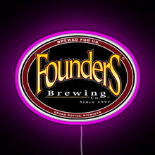 Load image into Gallery viewer, Founders Brewing Co logo RGB neon sign  pink