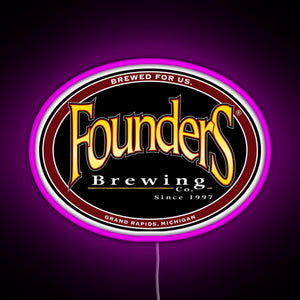 Founders Brewing Co logo RGB neon sign  pink