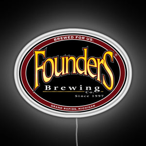 Founders Brewing Co logo RGB neon sign white 
