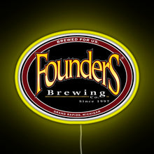 Load image into Gallery viewer, Founders Brewing Co logo RGB neon sign yellow