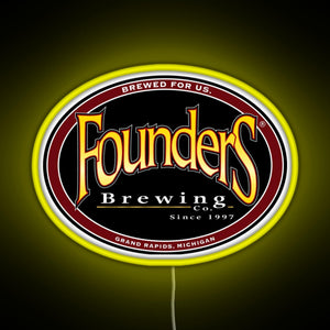 Founders Brewing Co logo RGB neon sign yellow