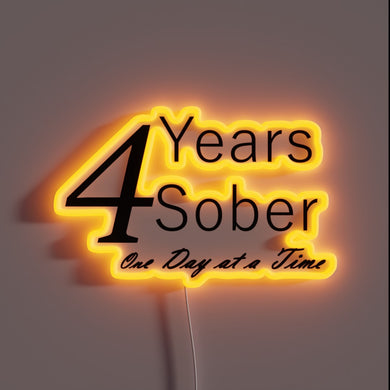 Neon Sober Life Milestone Sign Celebrating Four Years of Sobriety Today