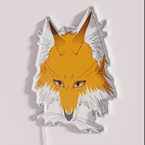 Vibrant fox head neon sign with colorful RGB lighting effects