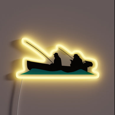 Vibrant LED lit freestanding sign featuring retro style boat design.