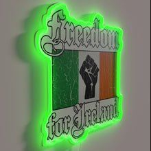 Load image into Gallery viewer, Vintage distressed neon sign with Ireland's iconic symbol in bold.