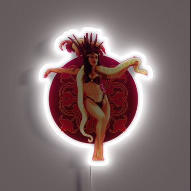 From Dusk Till Dawn neon sign featuring exotic dancer with snake – bold cult movie wall decor for home theaters, bars, or horror film fans