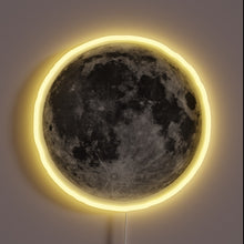 Load image into Gallery viewer, Full moon neon sign with soft glow — space-inspired wall decor.