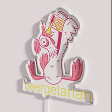 Load image into Gallery viewer, Vibrant RGB Neon Sign with Humorous Beer Beergetarian Print Design.