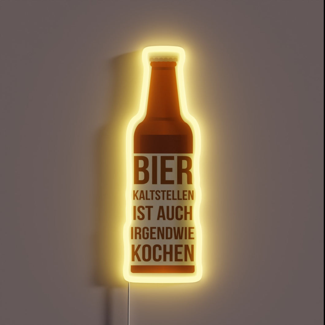 Neon Beer Pong Sign with Comedic Cold Spot Sayings