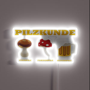 Neon Beer Sign with Fungi-Themed Humor and Colorful RGB Lighting