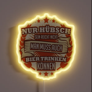 Colorful Neon Sign for Oktoberfest Party with Beer-Themed Sayings