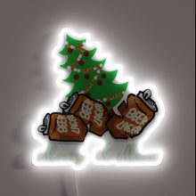 Load image into Gallery viewer, Cheerful Christmas humor illuminated with colorful neon glowing signs outside.