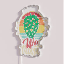 Load image into Gallery viewer, Brightly lit neon craft beer bar decor with hop pun