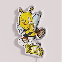 Load image into Gallery viewer, Vibrant Neon Sign in Funny Save the Bees Design