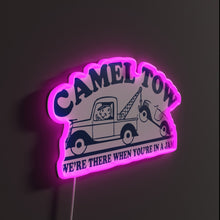 Load image into Gallery viewer, Camel Tow RGB neon sign, side view lit showing the depth of the acrylic sign