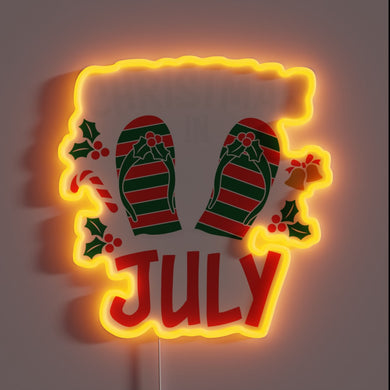 Vibrant Neon Sign Captures the Whimsy of Christmas in July