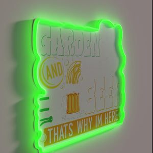 Cheeky garden decoration that pokes fun at beer lovers' excuse.