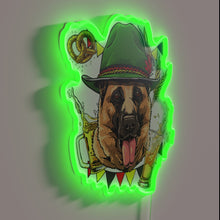 Load image into Gallery viewer, Brightly colored neon art of German Shepherd celebrating Oktoberfest spirit