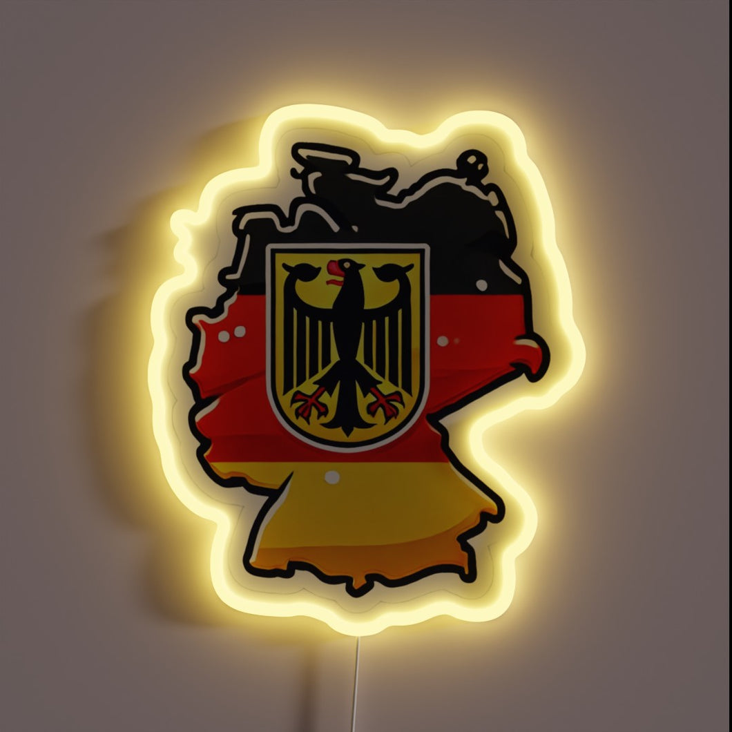 Vibrant German-inspired RGB illuminated neon sign with colorful LED lights