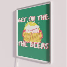 Load image into Gallery viewer, RGB Neon Sign: Get On The Beers Beer Lover Gift