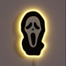 Load image into Gallery viewer, Ghostface scream mask silhouette customneon LED neon sign with yellow glow