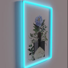 Load image into Gallery viewer, Vibrant neon artwork featuring botanicals of gin in modern style.