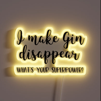 Vibrant RGB Neon Sign Featuring Whimsical Gin Disappearance Quotes