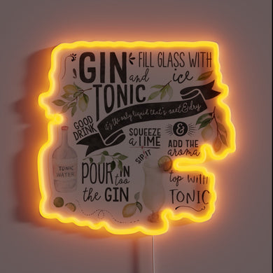 Vibrant Neon Sign featuring Whimsical Illustration of a Classic Cocktail