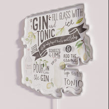 Load image into Gallery viewer, Vibrant Neon Gin and Tonic Watercolor Inspired Bar Decor Sign