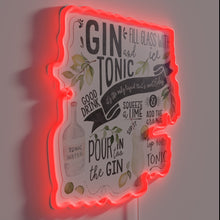 Load image into Gallery viewer, Gin and Tonic Watercolor Artistic Neon Sign Recipe Decor Wall