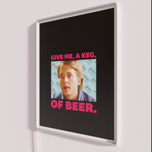 Vibrant RGB Neon Sign with Beer Barrel Keg Design