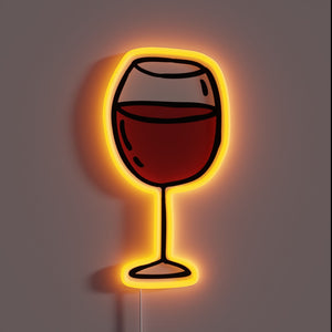 Colorful red wine doodle icon in vibrant neon electric style.