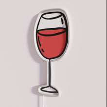 Load image into Gallery viewer, Bright RGB Neon Sign Featuring Doodle Icon of Red Wine Glass