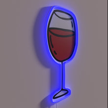 Load image into Gallery viewer, Colorful glass of red wine illustration in bright neon RGB.