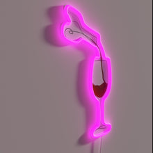 Load image into Gallery viewer, Eye-catching RGB neon glass of red wine sign for enthusiasts.