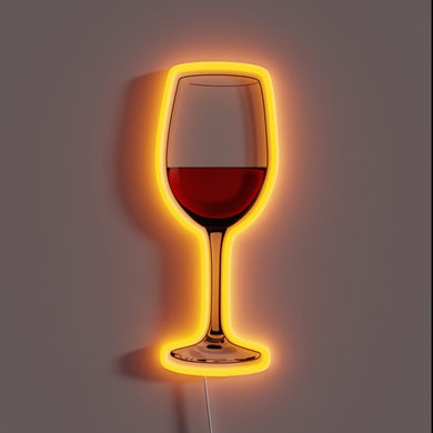 Vibrant glass of wine illuminated in glowing neon colors