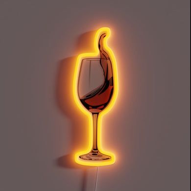 Vibrant glass of wine neon sign in bold RGB hues.