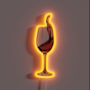 Vibrant glass of wine neon sign in bold RGB hues.