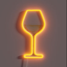Load image into Gallery viewer, White wine glass neon sign with watercolor effect.
