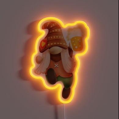 Garden Party Sign with Colorful RGB Neon Oktoberfest Gnome Design