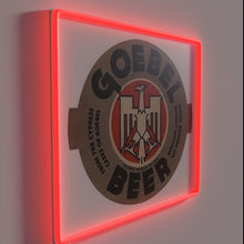 Load image into Gallery viewer, Eye-catching Goebel Beer logo in vibrant full-color RGB neon lighting.