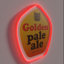 Load image into Gallery viewer, Neon bar decoration with vibrant golden ale signage illuminated glow.