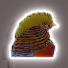 Load image into Gallery viewer, Vibrant Golden Pheasant Bird Illuminated in Neon Colorful LED Artwork