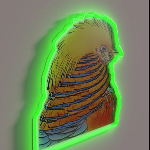 Vibrant Golden Pheasant Bird in Bright Neon RGB Colors Glow