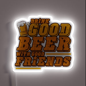 Vibrant neon sign bringing warmth to good beer friendships.
