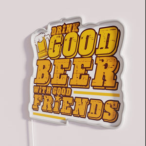 Vibrant Good Beer and Friends Neon Sign for Home Bar Decor