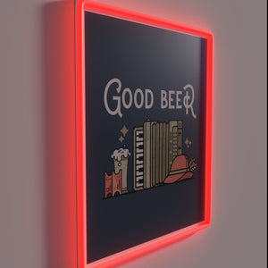 Neon sign glowing with vibrant colors for beer enthusiasts everywhere.
