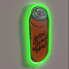 Load image into Gallery viewer, Neon beer sign for good times ahead in vibrant colors.
